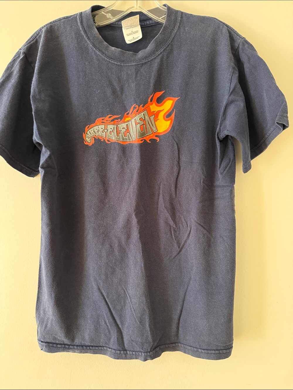 Gildan Navy Kids Tee with Orange Flame Graphic